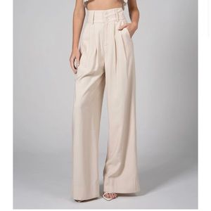 nonchalant Label Size Xs Paige Pant - Oat $311 Highwaisted Wide Leg Dress Pants